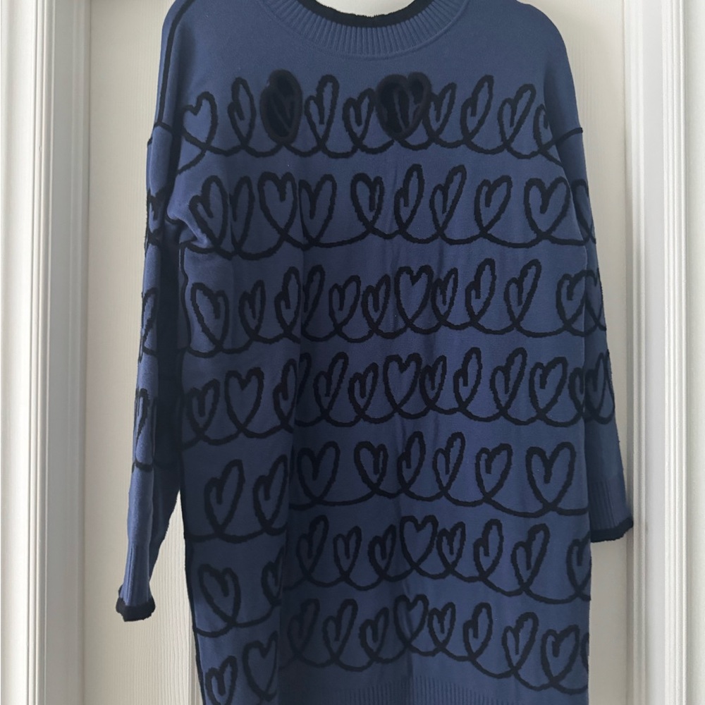 Fendi Blue and Black Heart Sweater